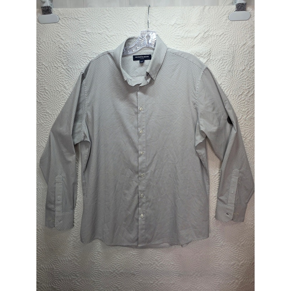 Mizzen Main Leeward Dress Shirt Mens Large Blue Micro Cross Good Classic Fit